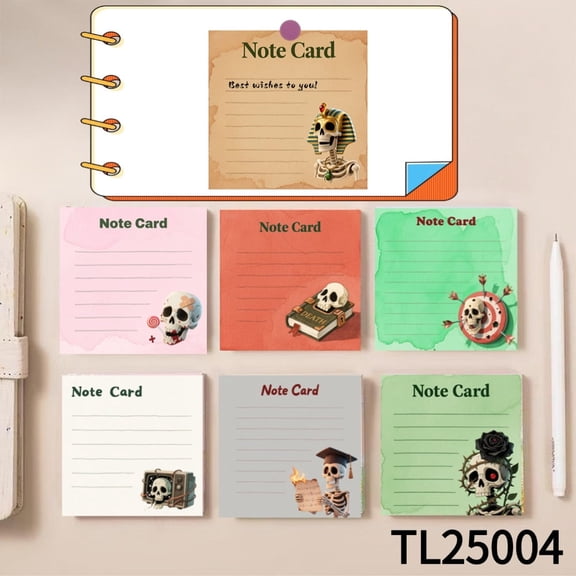 Note Card with A Vampire Skeleton Against A Full Moon - Ideal for To - Do Lists (3.54×3.54 inches) 100-pack with105 Emoticon Stickers, Quickly Jotting Down Reminders, for Quick Note - Taking