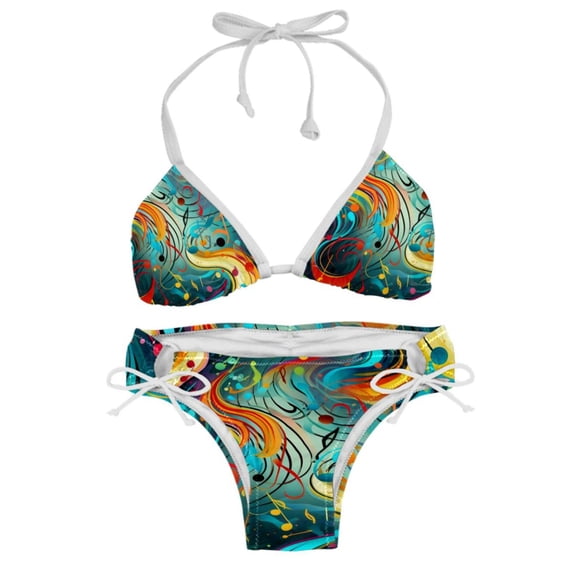 Note Detachable Sponge Adjustable Strap Bikini Set 2-Pack Swimwear Swimsuit.SceneManagement Beach Pool Party Vacation.