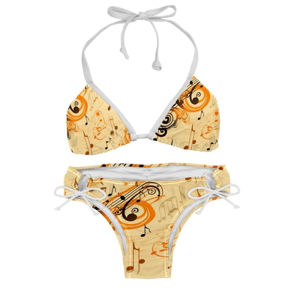 Note Detachable Sponge Adjustable Strap Bikini Set Swimsuit 2-Pack - Beach Pool Swimwear
