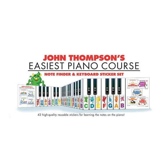 Note Finder Keyboard Sticker Set: John Thompsons Easiest Piano Course ...
