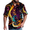 thumbnail image 1 of Note Men's Button Down Spread Collar Casual Printed Short Sleeve Summer Beach Unisex Shirts, 1 of 6