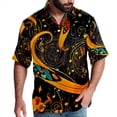 thumbnail image 1 of Note Men's Button Down Spread Collar Casual Printed Short Sleeve Summer Beach Unisex Shirts, 1 of 6