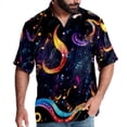 thumbnail image 1 of Note Men's Poplin Shirt, Casual Short Sleeve Printed Button Down Summer Beach Unisex Shirts, 1 of 6