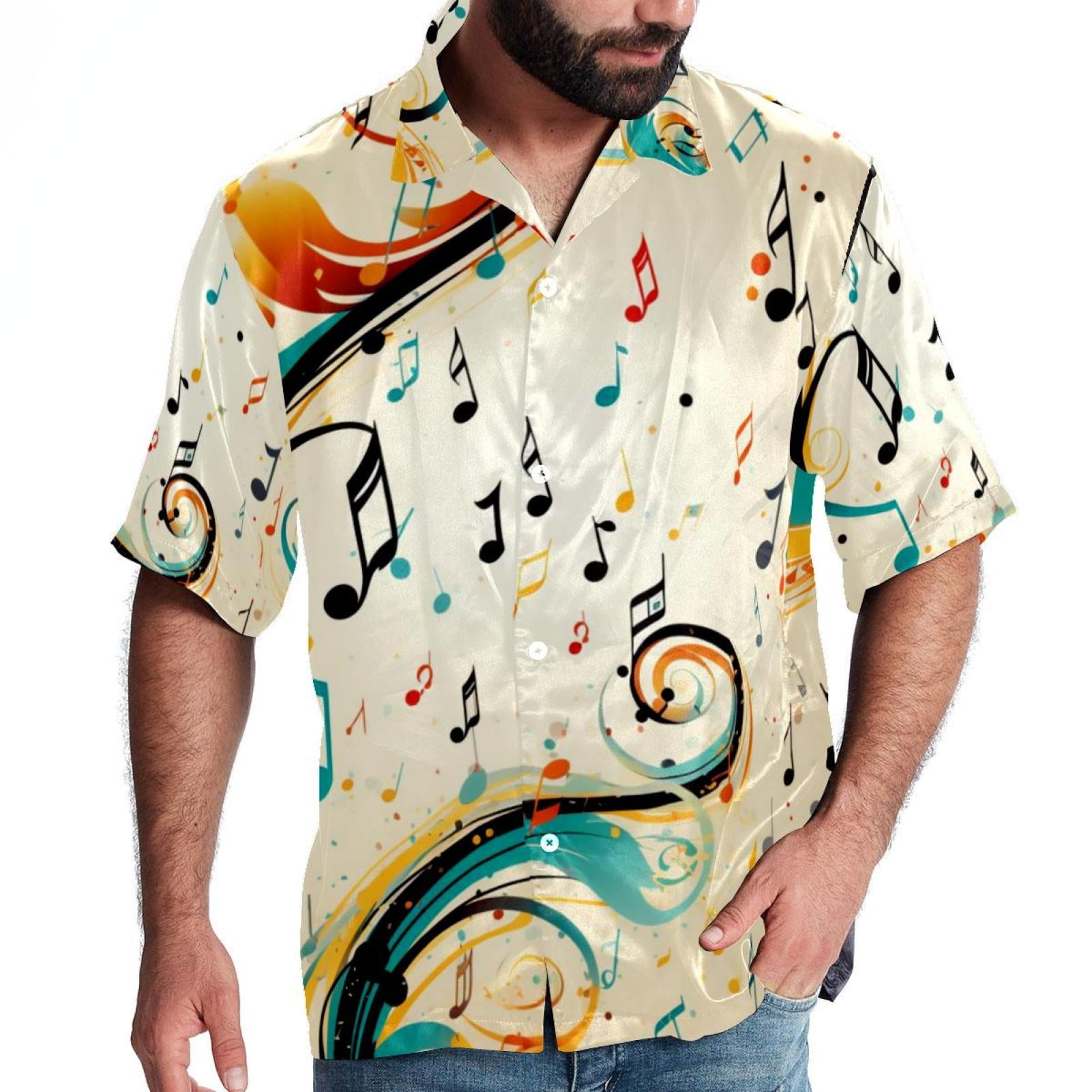 Note Men's Short Sleeve Button Down Beach Shirts, Casual Printed Summer ...