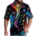 thumbnail image 1 of Note Men's Short Sleeve Poplin Shirt, Casual Printed Button Down Summer Beach Shirt - Unisex, 1 of 6