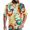 thumbnail image 1 of Note Men's Short Sleeve Poplin Shirt with Spread Collar Tops, Casual Printed Button Down, Summer Beach Shirt for Men - Unisex, Stylish Men's Shirts, 1 of 6
