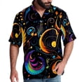 thumbnail image 1 of Note Men's Short Sleeve Printed Poplin Beach Shirts with Spread Collar - Casual Button Down Summer Tops for Unisex, 1 of 6