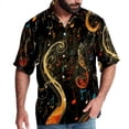 thumbnail image 1 of Note Men's Short Sleeve Spread Collar Poplin Shirt, Casual Printed Button Down Summer Beach Tops for Men, Unisex Comfortable Shirts, 1 of 6