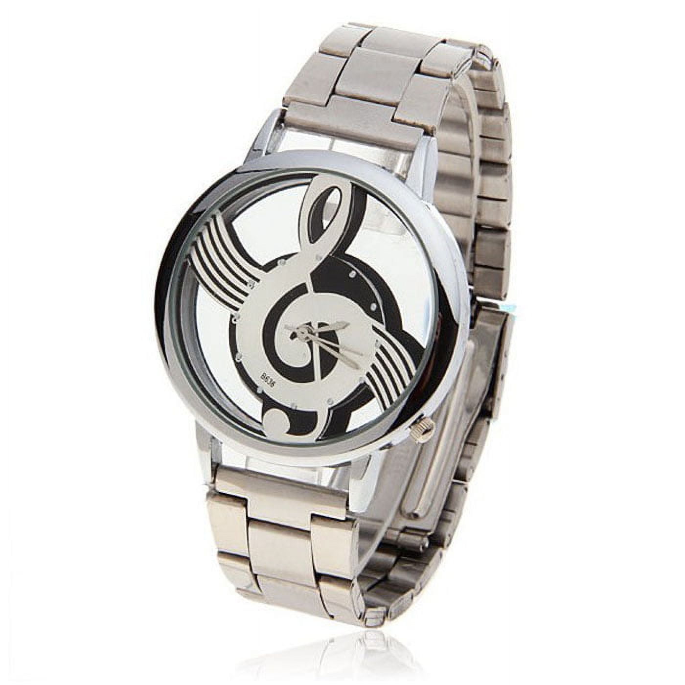 Note Music Notation Metal Quartz Wristwatch Fashion Analog Watch with