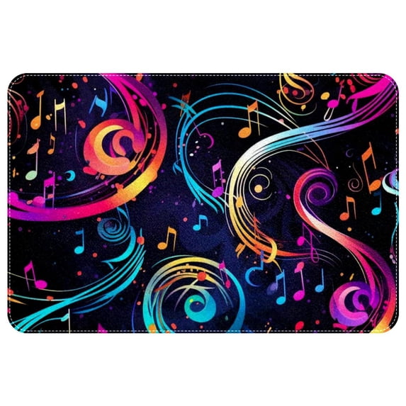 Note Non-Slip Polyester Door Rug Chair Mat Kitchen Rugs, Machine Washable