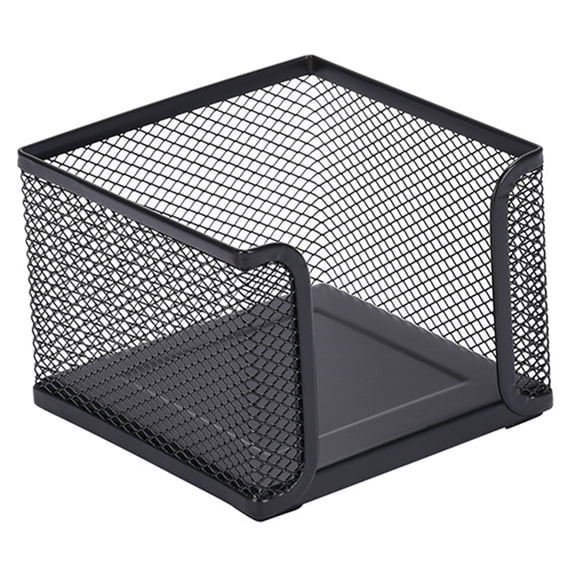 Note Pad Storage Box Fine Mesh Large Capacity Easy Access Black Heavy Duty Metal Desktop Memo Pad Sticky Note Organizer Home Supplies-Black