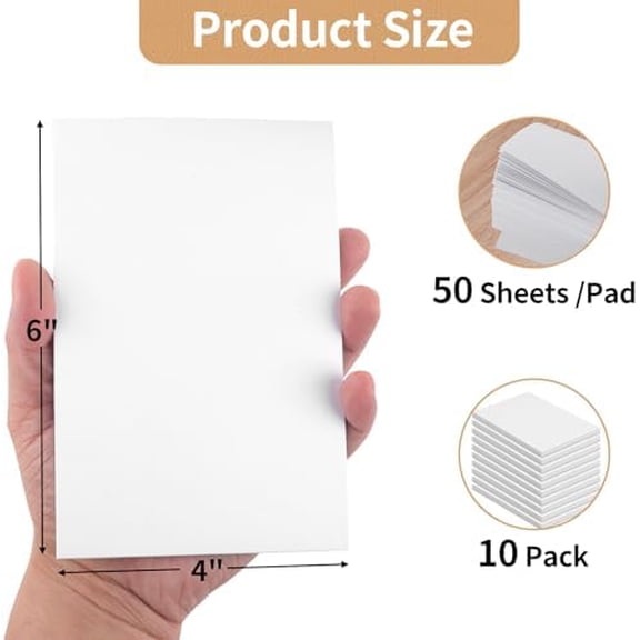 Note Pads 4x6 In, 10 Pack Blank Server Notepad, 50 Sheets Per Scratch Memo Pads for Grocery Shopping To Do Lists, Small White Paper for Writing Quick Notes Work Home Office