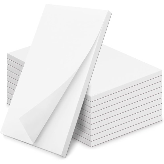 Note Pads 5.5x8.5 In, 10 Pack Blank Server Notepad, 50 Sheets Per Scratch Memo Pads for Grocery Shopping To Do Lists, Small White Paper for Writing Quick Notes Work Home Office