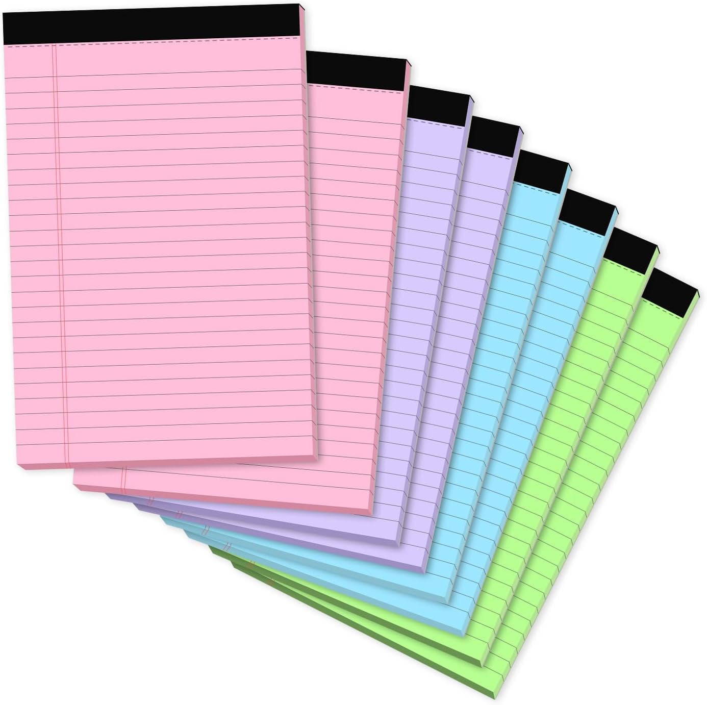Note Pads 5x8, Narrow Ruled Legal Pad, Multicolor Small Notepads, 30 Sheet/notepad, 8 Pack Colored Legal Pads, Pink Legal Pad, Purple Notepad, Perforated Lined Note Pads for Study, Office, To-Do