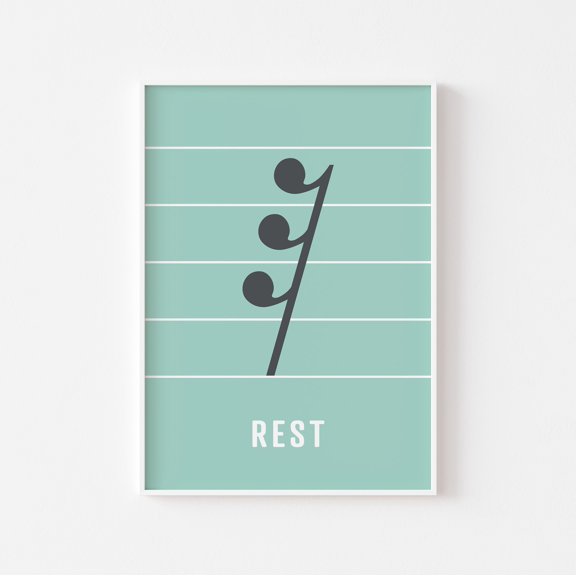 Note Rest 32nd Note Music Theory Poster, Rhythm Notation Studio Wall Art Print