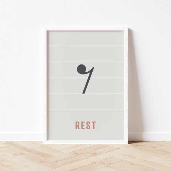 Note Rest Eighth Note Quaver Music Theory Poster, Rhythm Notation Studio Wall Art Print