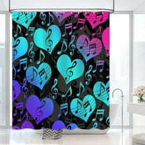 Note Shower Curtain Musical Style Music Lover Decorative Shower Curtain Gradient Purple Green Pink,Creative Art Fabric Bathroom Sets with 12 Hook 72x72 Inch
