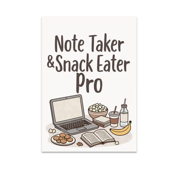 Note Taker & Snack Eater Pro - Student Life Decor - 13x19 Poster Print