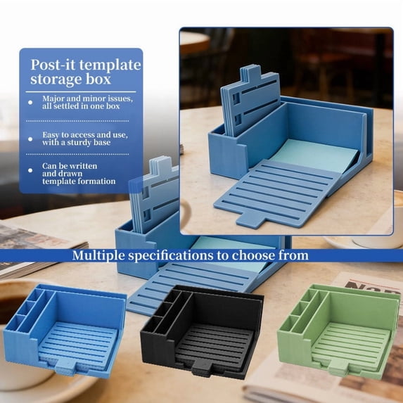 Note Template Storage Box Holder, Desktop Note Organizer for Post-its & Stationery, Multi-functional Desktop Organizer Case, Topliu