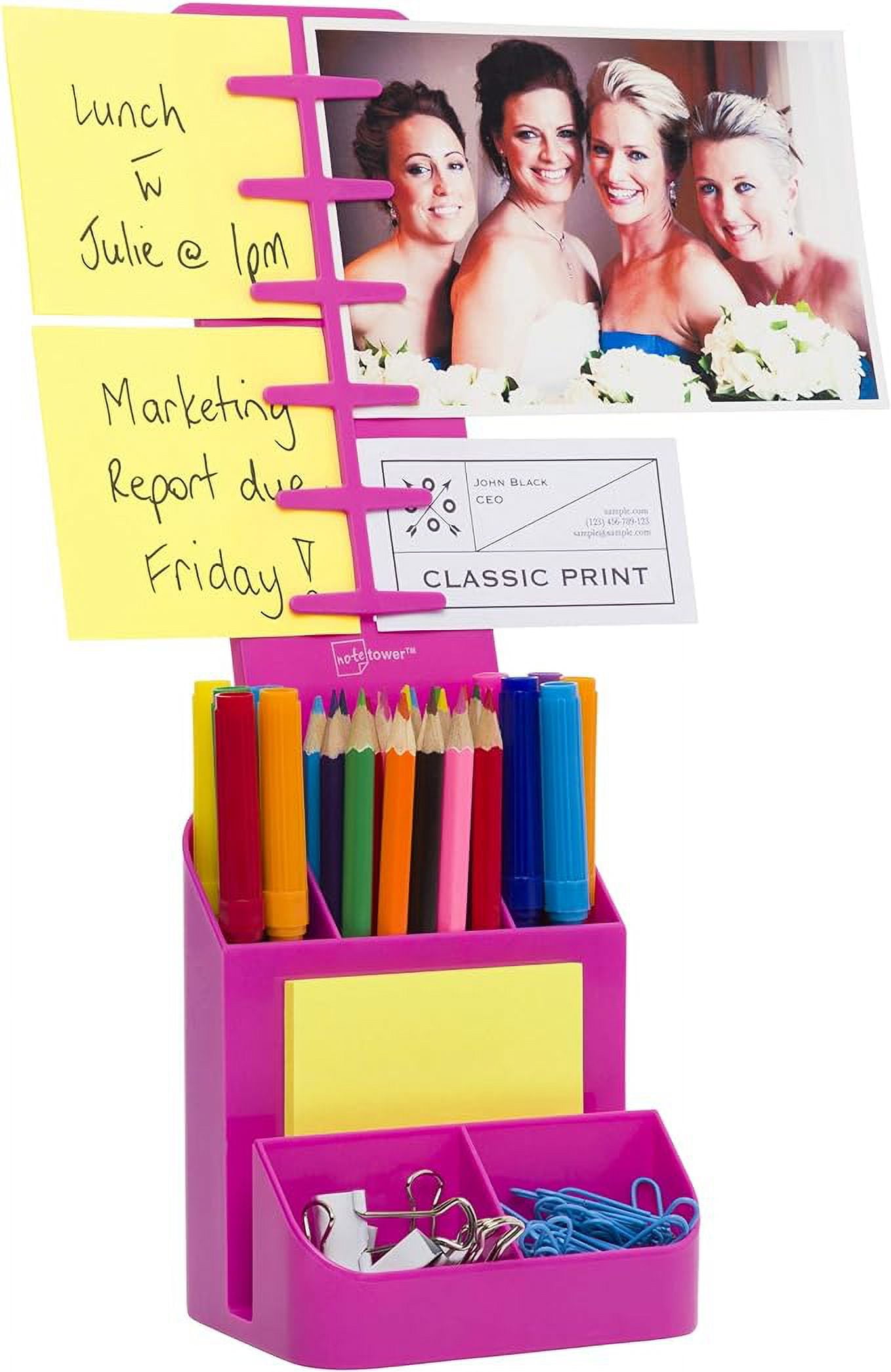 Note Tower Desktop Organizer Caddy Displays Sticky Notes & Photos
