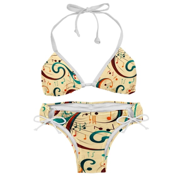 Note Women's Bikini Set with Detachable Sponge and Adjustable Strap, Two-Pack, Ideal for Beach and Pool, One-Piece Swimsuits Swimwear Swimsuits