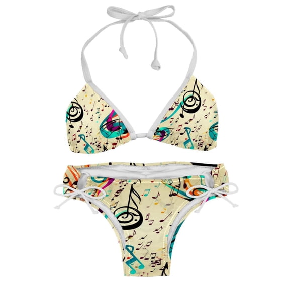 Note Women's Bikini Set with Detachable Sponge and Adjustable Strap, Two-Pack, Ideal for Swimming Suit Beach Vacation!