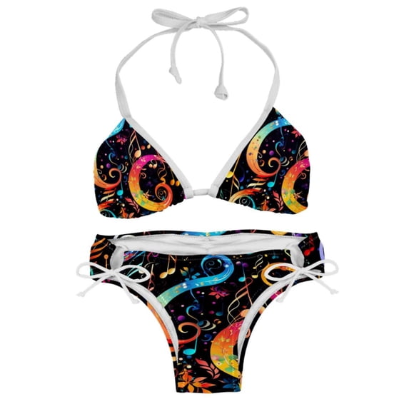 Note Women's Detachable Sponge Adjustable Strap Bikini Set Swimsuit - Two-Pack for Beach Pool Party