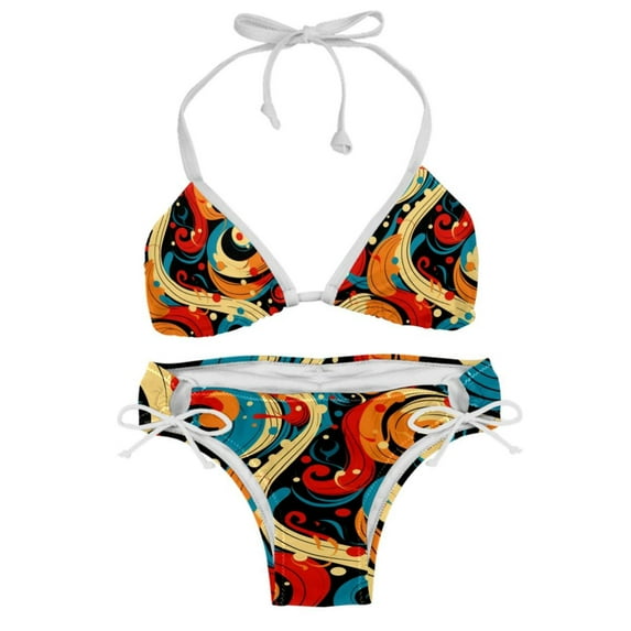Note Women's Swimsuit Bikini Set, Detachable Sponge, Adjustable Strap, 2-Pack, Swim Suits