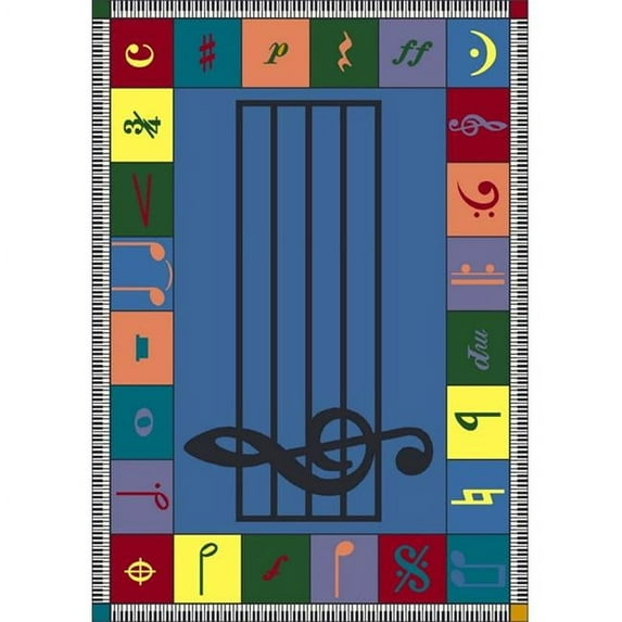 Joy Carpets Kid Essentials Note Worthy (Elementary) 7'8" x 10'9" Indoor Area Rug in Color Multi