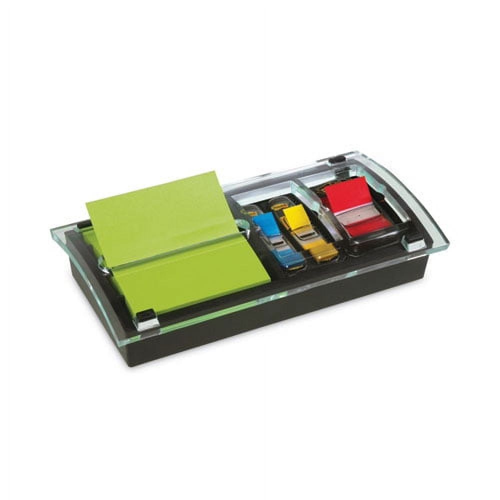 Note and Flag Dispenser, For 3 x 3 Pads, Black/Clear, Includes 45-Sheet Canary Super Sticky Pop-up Pad; (50) 1 Note and Flag Dispenser, For 3 x 3 Pads, Black/Clear, Includes 45-Sheet Canary Super Sticky Pop-up Pad; (50) 1