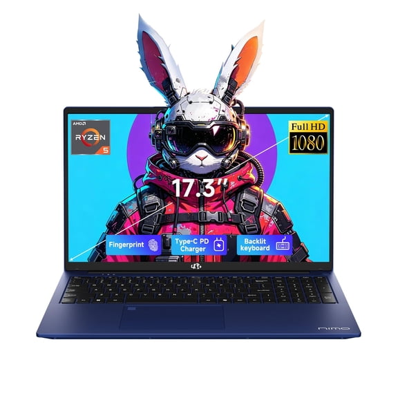 NoteCraft 17.3"" FHD Gaming Laptop, AMD Ryzen 5 6600H 16GB DDR5 RAM 512GB SSD (Beat i7-1165G7, 6-Core up to 4.5GHz) Radeon 660M Graphics Computer with 100W Fast PD Backlit Keyboard for Business