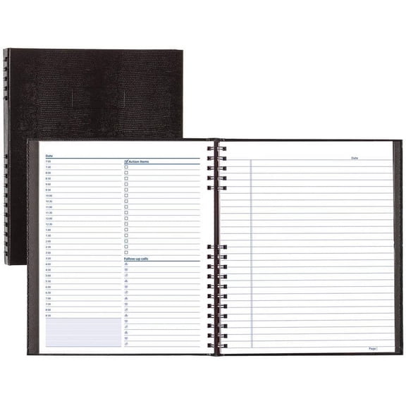 NotePro Undated Daily Planner, Black, 200 Pages,10 3/4 x 8-1/2 Inches
