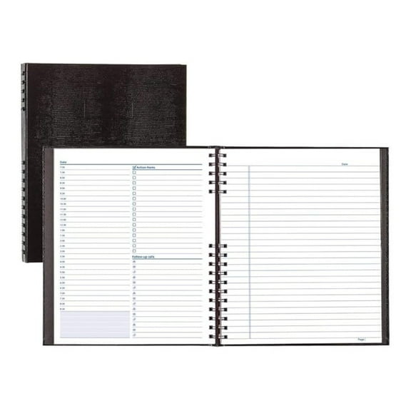 NotePro Undated Daily Planner - Black, 200 Pages, 8.5 x 10.75 Inch - Professional Organizer with Twin Wire Binding, Action Item List, Phone Log, & Storage Pocket