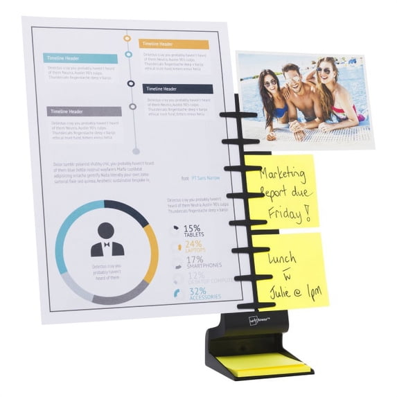NoteTower Desktop Pro Plastic Document Stand with Teeth & Guide Bar Black (NTR300-1)
