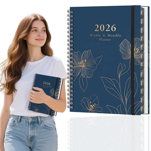 Notebook 2026 Daily Planner Schedule Journal with Time Management Layouts, Golden Flower Design