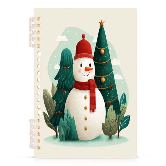 Notebook 8.3x5.7x0.4 Inch Journey Note Diary Hardcover Notebook 60 Pages,80g Paper Writing Smooth and Not Easy to Break A Beautiful Watercolor Christmas Snowman