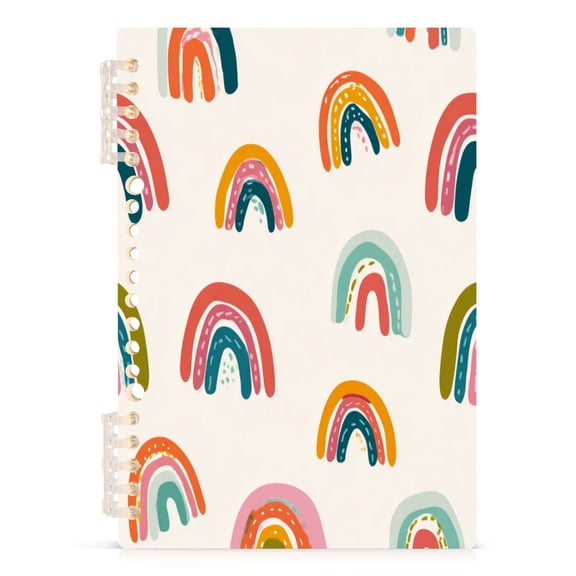 Notebook 8.3x5.7x0.4 Inch Journey Note Diary Hardcover Notebook 60 Pages,80g Paper Writing Smooth and Not Easy to Break Colorful Cartoon Rainbow Pattern