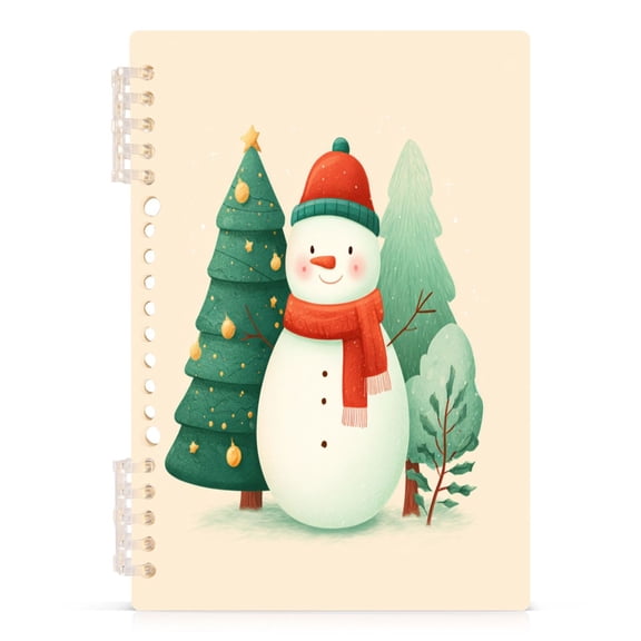 Notebook 8.3x5.7x0.4 Inch Journey Note Diary Hardcover Notebook 60 Pages,80g Paper Writing Smooth and Not Easy to Break A Cute Watercolor Christmas Snowman