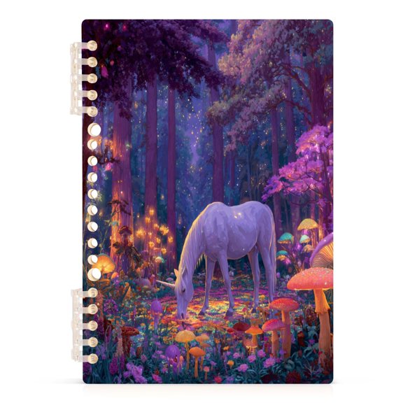 Notebook 8.3x5.7x0.4 Inch Journey Note Diary Hardcover Notebook 60 Pages,80g Paper Writing Smooth and Not Easy to Break Unicorn Grazing Enchanted Clearing