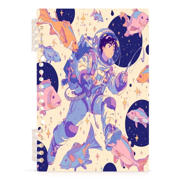 Notebook 8.3x5.7x0.4 Inch Journey Note Diary Hardcover Notebook 60 Pages,80g Paper Writing Smooth and Not Easy to Break Astronauts Fishing