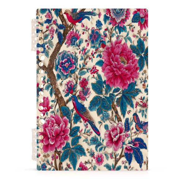 Notebook 8.3x5.7x0.4 Inch Journey Note Diary Hardcover Notebook 60 Pages,80g Paper Writing Smooth and Not Easy to Break Beautiful Flowers and Birds