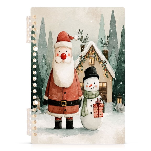 Notebook 8.3x5.7x0.4 Inch Journey Note Diary Hardcover Notebook 60 Pages,80g Paper Writing Smooth and Not Easy to Break Beautiful Red Santa Claus