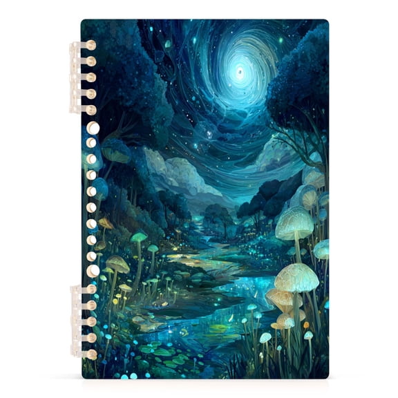 Notebook 8.3x5.7x0.4 Inch Journey Note Diary Hardcover Notebook 60 Pages,80g Paper Writing Smooth and Not Easy to Break Bioluminescent Forest River