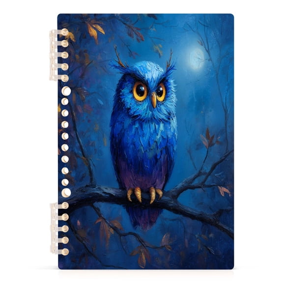 Notebook 8.3x5.7x0.4 Inch Journey Note Diary Hardcover Notebook 60 Pages,80g Paper Writing Smooth and Not Easy to Break Blue Owl Antlers Perched
