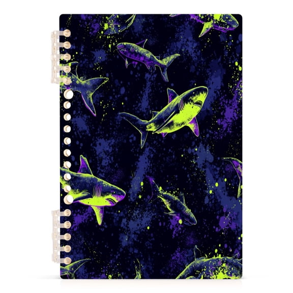 Notebook 8.3x5.7x0.4 Inch Journey Note Diary Hardcover Notebook 60 Pages,80g Paper Writing Smooth and Not Easy to Break Bright Neon Green Shark
