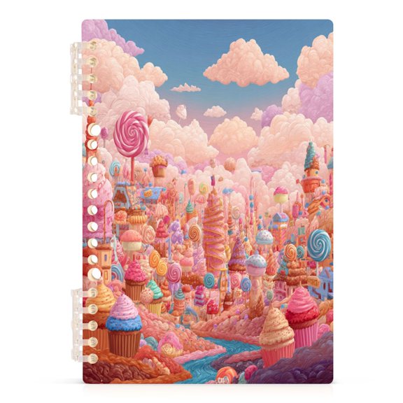 Notebook 8.3x5.7x0.4 Inch Journey Note Diary Hardcover Notebook 60 Pages,80g Paper Writing Smooth and Not Easy to Break Candy Land Tower Sweets