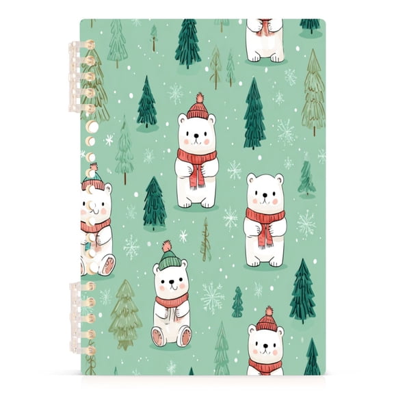 Notebook 8.3x5.7x0.4 Inch Journey Note Diary Hardcover Notebook 60 Pages,80g Paper Writing Smooth and Not Easy to Break Cartoon Christmas Bear