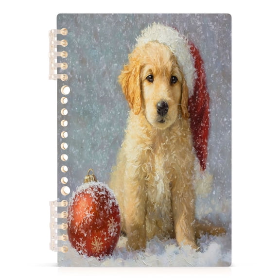 Notebook 8.3x5.7x0.4 Inch Journey Note Diary Hardcover Notebook 60 Pages,80g Paper Writing Smooth and Not Easy to Break Cartoon Christmas Orange Dog
