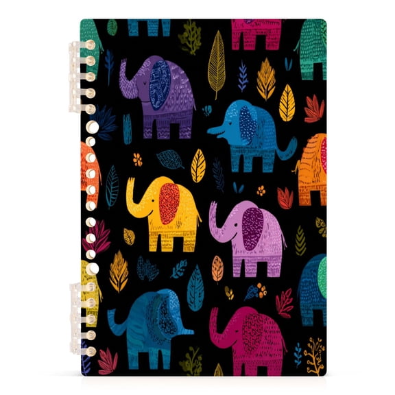 Notebook 8.3x5.7x0.4 Inch Journey Note Diary Hardcover Notebook 60 Pages,80g Paper Writing Smooth and Not Easy to Break Cartoon Colorful Elephant