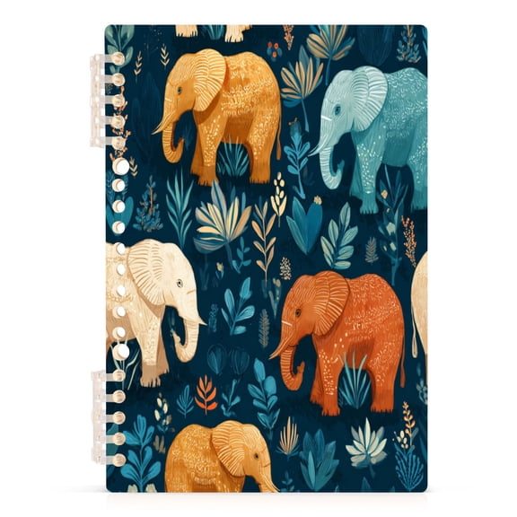 Notebook 8.3x5.7x0.4 Inch Journey Note Diary Hardcover Notebook 60 Pages,80g Paper Writing Smooth and Not Easy to Break Cartoon Elephant Seamless